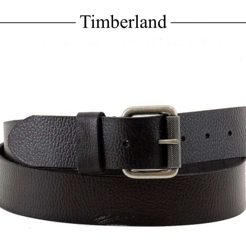 Timberland Men’s Pebble Leather Belt Distressed Silver Tone Buckle Size 38